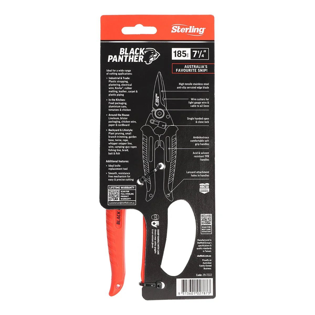 Sterling Black Panther Industrial Snips - 185mm - High Tensile - Black - Precision Cutting - Image 4