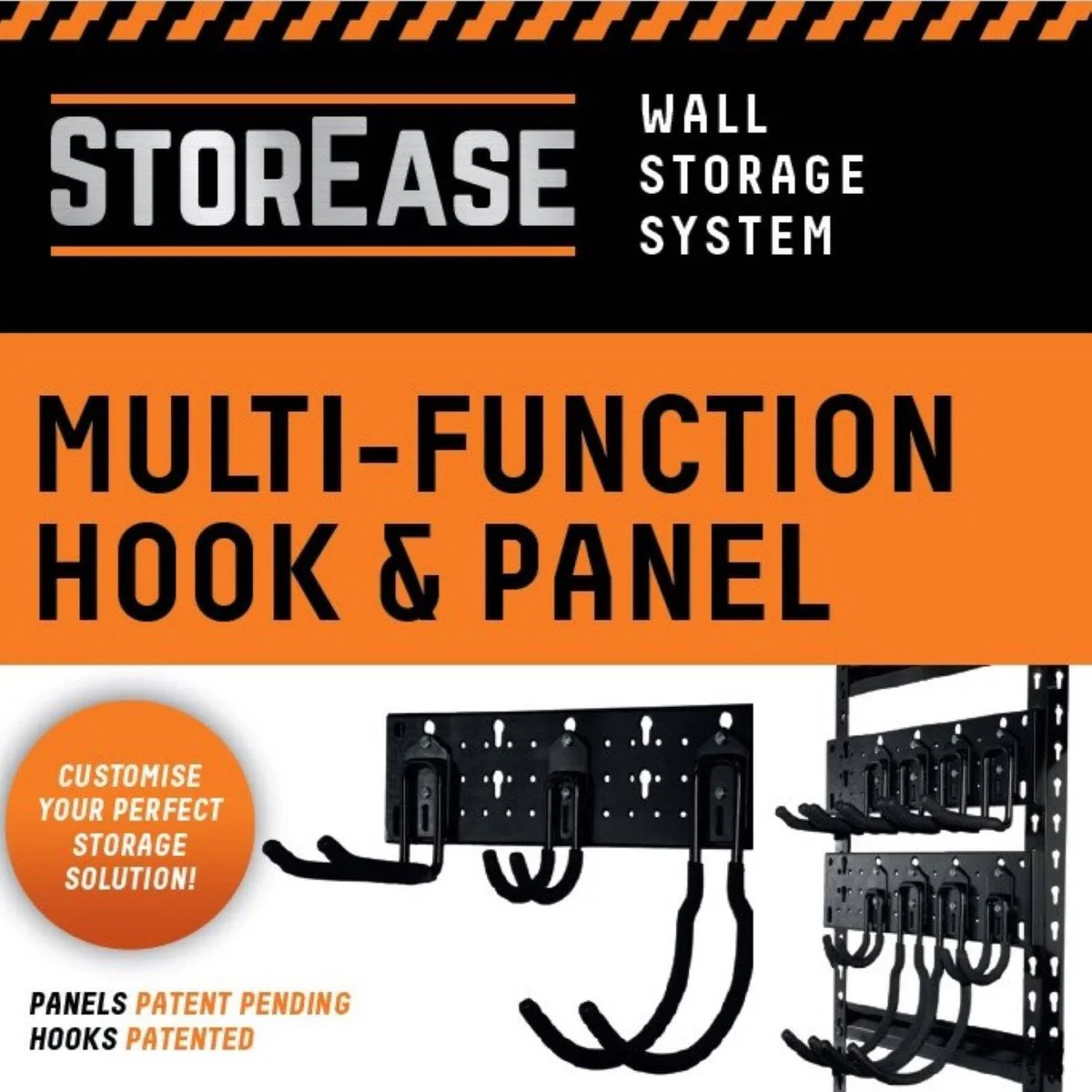 Storease 10 Piece Wall Storage System - 200mm x 430mm - Black - Durable Metal - Image 5