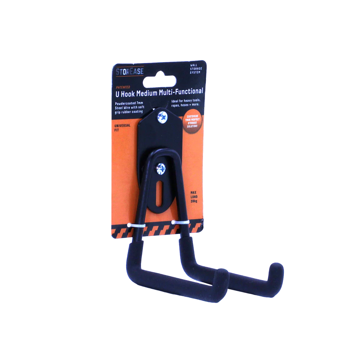 Storease Medium Wall Storage System U Hook - 20kg Capacity - Black