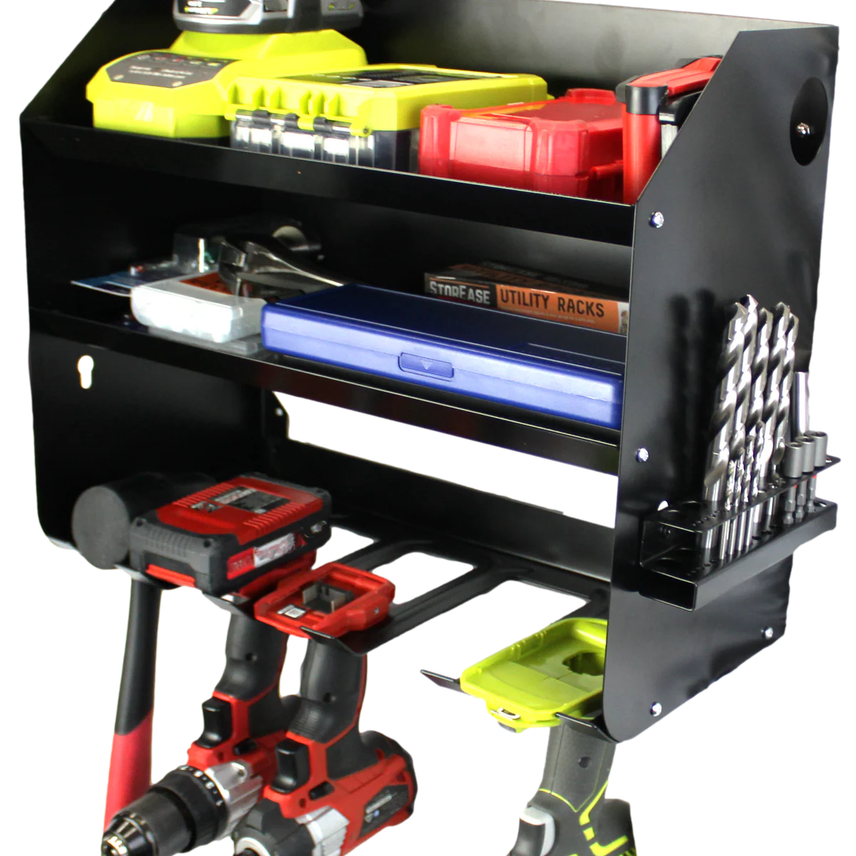 Storease Wall Storage System Power Tool Caddy - 5 Tool Capacity - Black - Wall-Mounted - Image 2