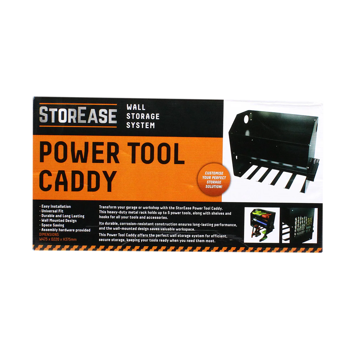 Storease Wall Storage System Power Tool Caddy - 5 Tool Capacity - Black - Wall-Mounted - Image 4