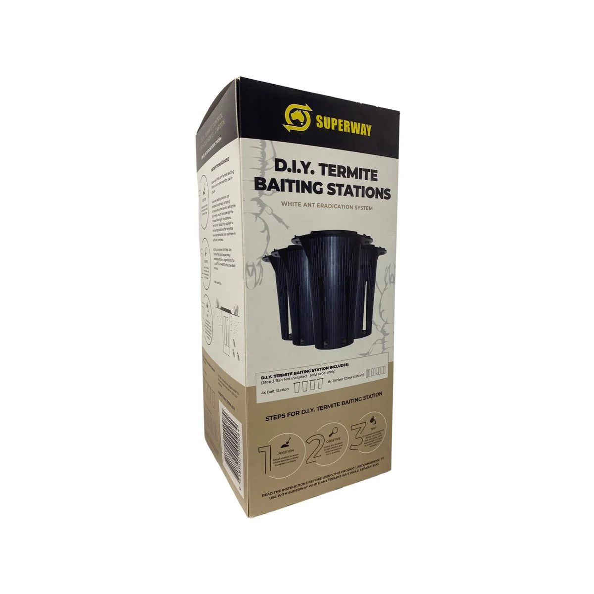 Superway DIY Termite Bait Station 4 Pack - 155mm x 350mm x 155mm - Outdoor Use