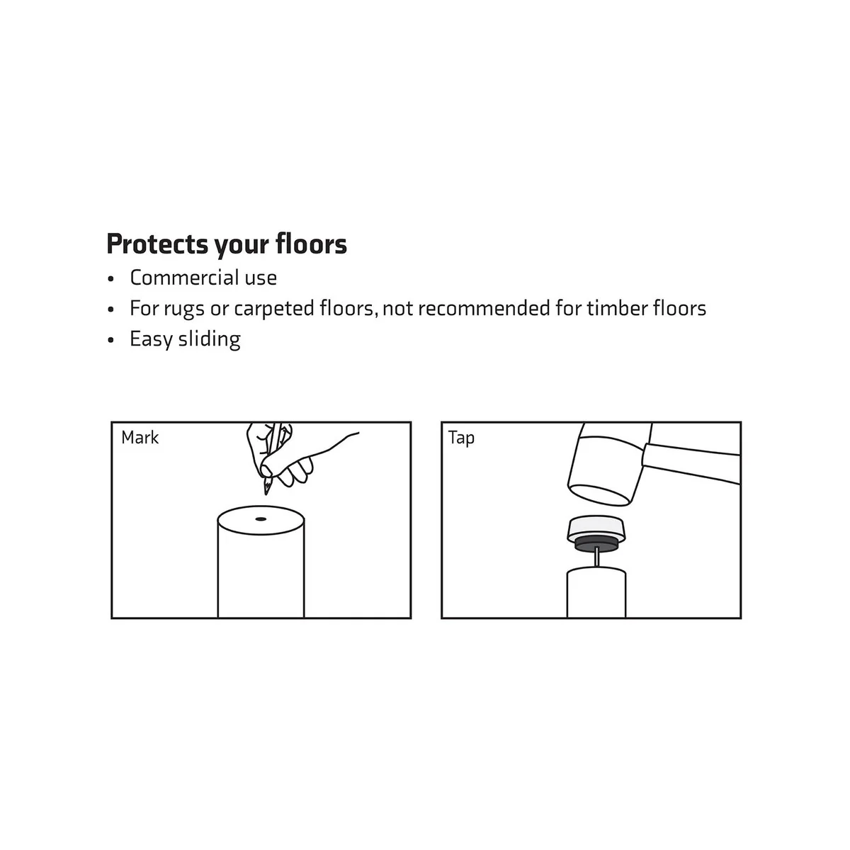 Surface Gard 22mm White Plastic Cushioned Glide 4 Pack - Floor Protection - Image 3