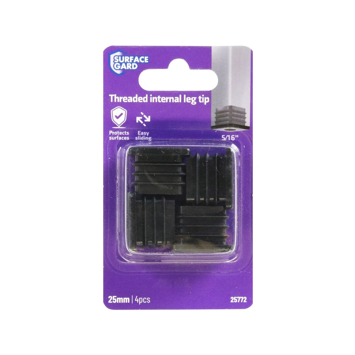 Surface Gard 25mm Black Threaded Internal Square Plastic End Closure 4 Pack - Image 4