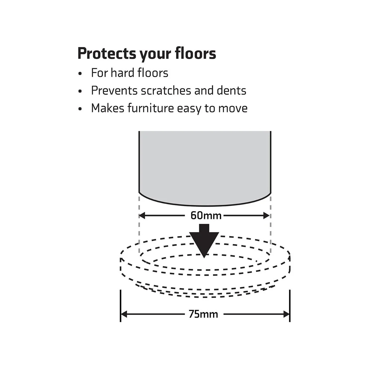 Surface Gard 60mm Brown Round Carpet Base Castor Cup 4 Pack - Image 5