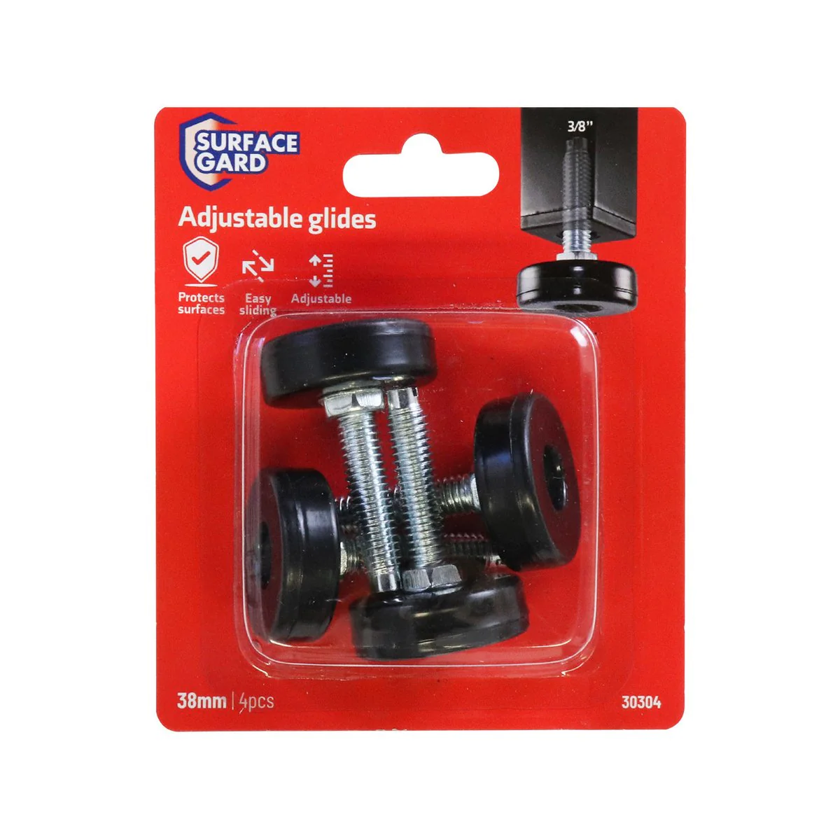 Surface Gard Glide - 3/8 x 1-1/2in - Black Plastic - Adjustable - Image 3