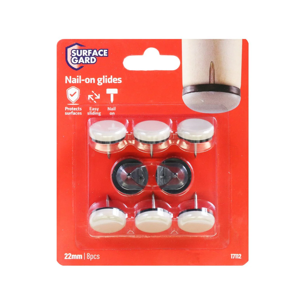 Surface Gard Nail On Slide Glides - 22mm - Rubber - Easy Installation - 8 Pack - Image 4