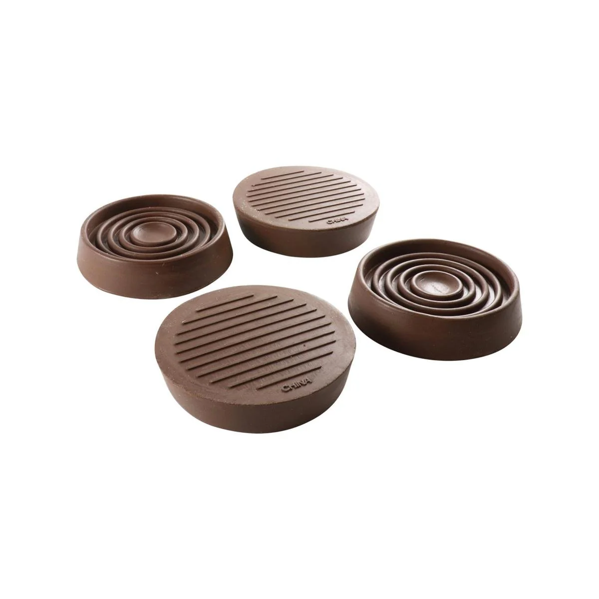 Surface Gard Round Castor Cup 4 Pack - Brown Rubber - 44mm