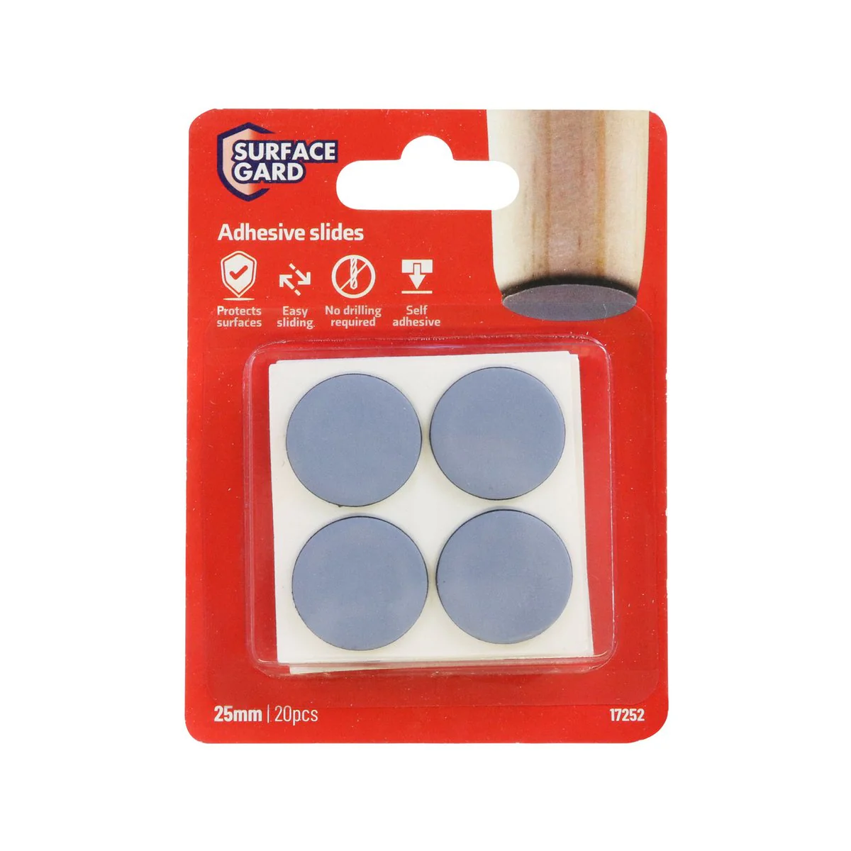Surface Gard Self Adhesive Slider - 25mm - PTFE - Easy Movement - 20 Pack - Image 5