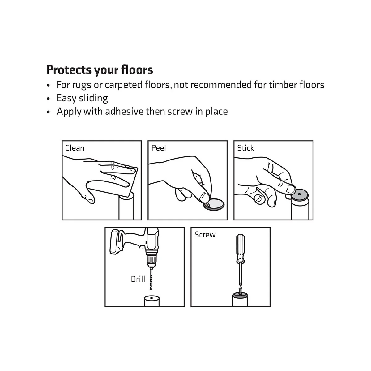 Surface Gard Slide Glide - 22mm - Rubber - Indoor Use - 8 Pack - Image 3