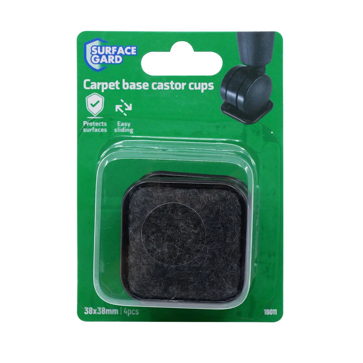 Surface Gard Square Carpet Castor Cup 38x38mm 4 Pack - Floor Protection - Image 4
