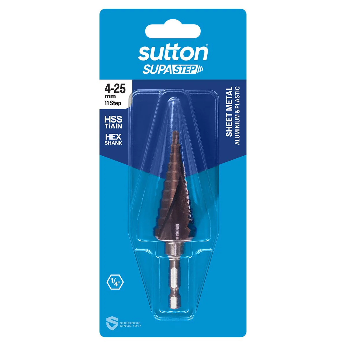 Sutton 4 HSS Tialn Spiral Flute Supa Step Drill - 25mm - Precision Drilling