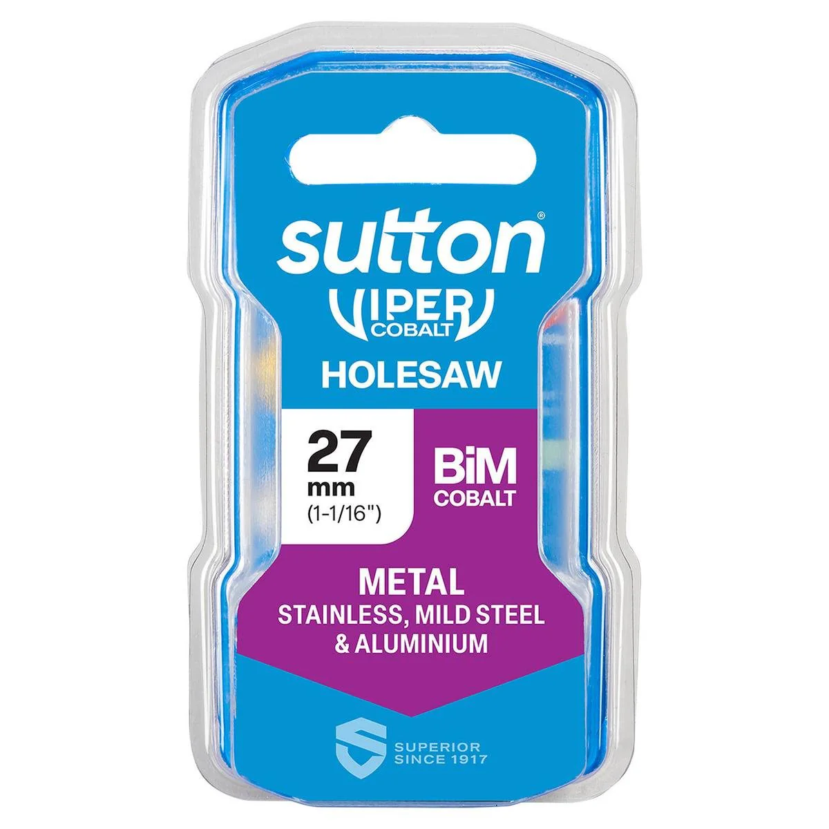 Sutton Tools 27mm Viper Cobalt Bi Metal Holesaw - Durable Cutting Tool