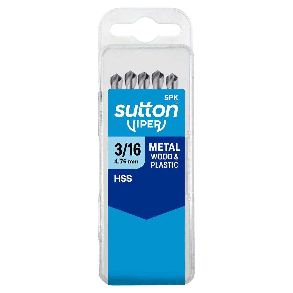 Sutton Tools 3 16 Viper Drill Bit 5 Pack - M2 HSS - 118° Split Point - Bright Finish