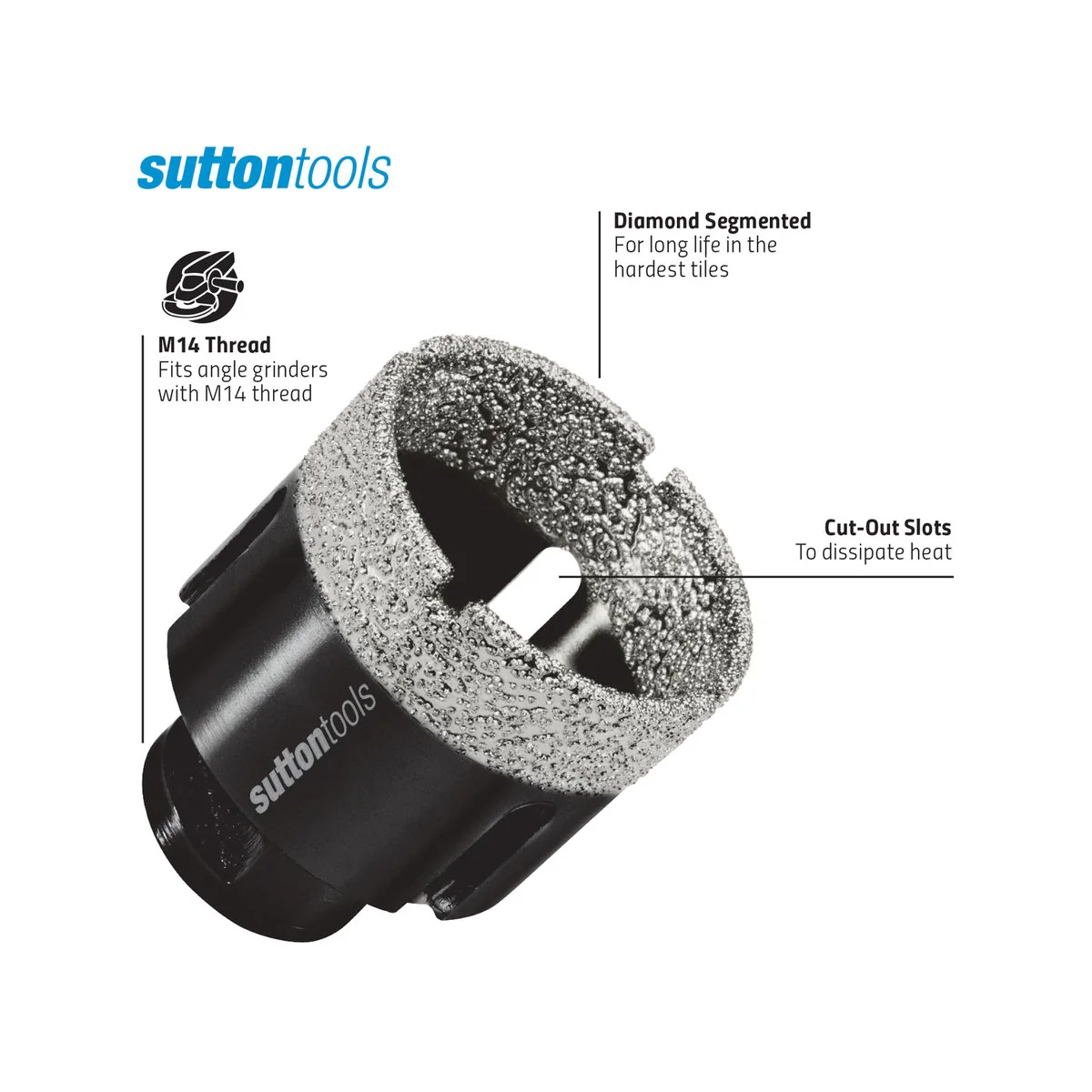 Sutton Tools 5mm M14 Diamond Core Bit - 35mm Cutting Depth - Steel - Image 3