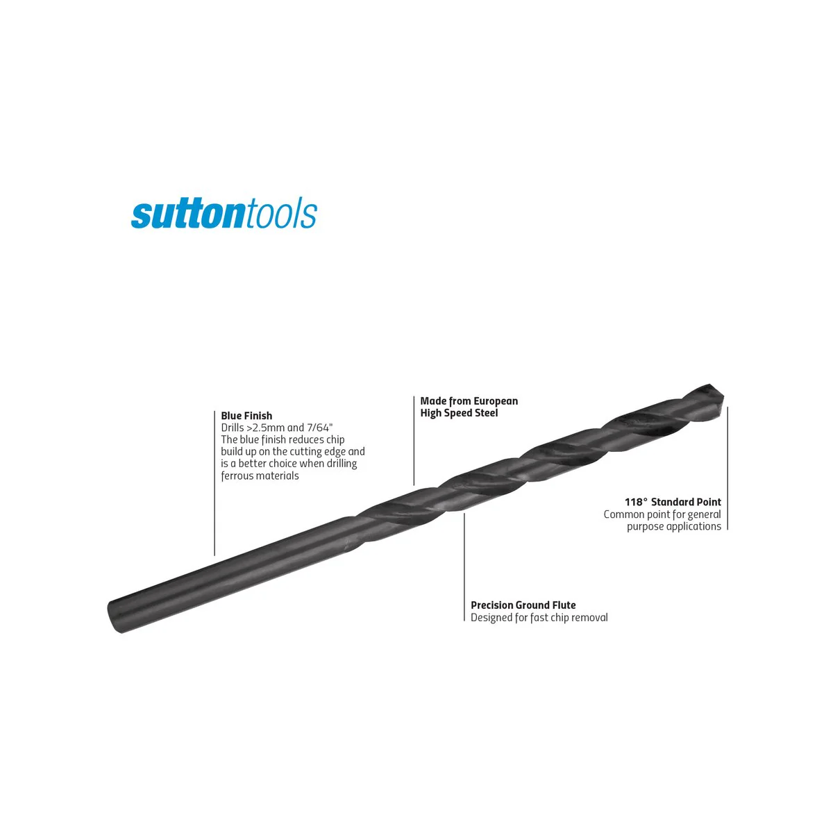 Sutton Tools Long Series Jobber Drill Bit - 4.0mm - M2 HSS - General Use - Image 2