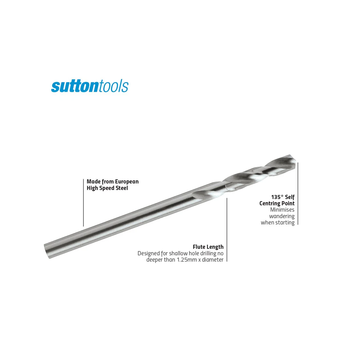 Sutton Tools Panel Drill Bit - 1/8" - M2 HSS - Self Centering - Image 2