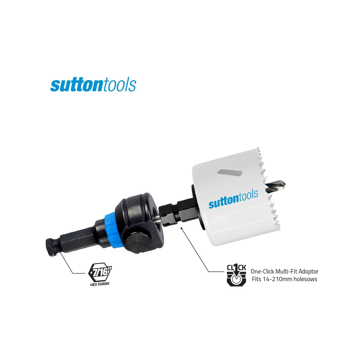 Sutton Tools 7/16" Hex Shank Quick Release Arbor - One Click - Blue - Image 3