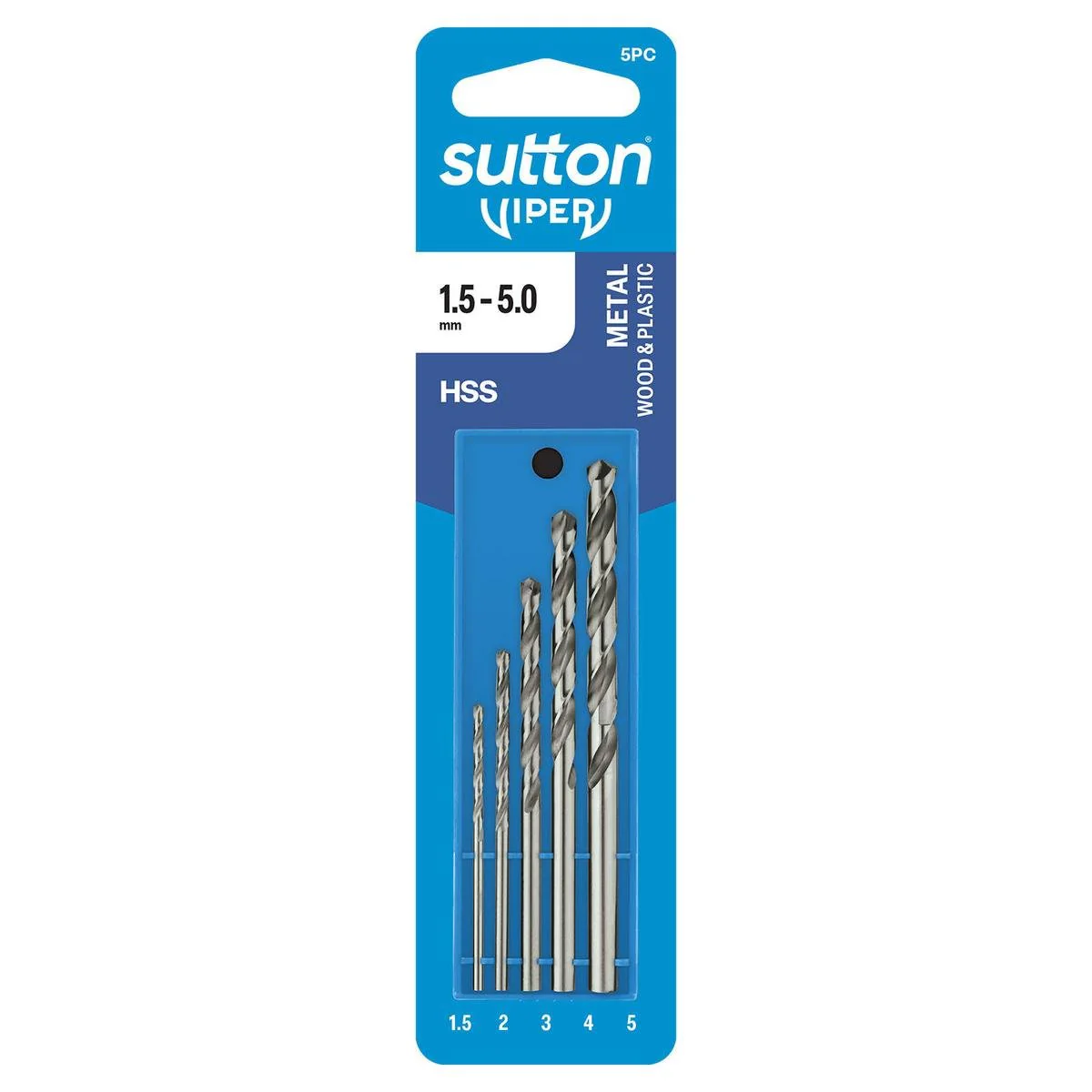 Sutton Tools Viper Metric Drill Bit Refill Set 5 Piece - 1.5mm to 5.0mm - Fast Drilling