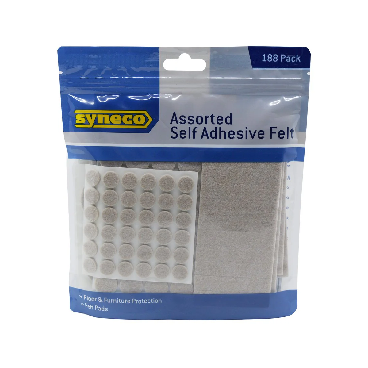 Syneco 188 Piece Assorted Felt Floor Protection - 188 Pads - Noise Reduction - Image 2