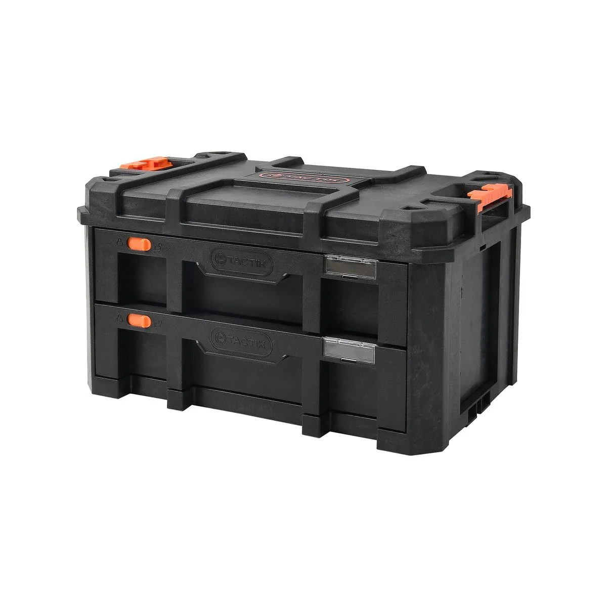 Tactix 2 Drawer Modular Tool Chest - 528mm x 288mm x 349mm - Black - Portable Storage