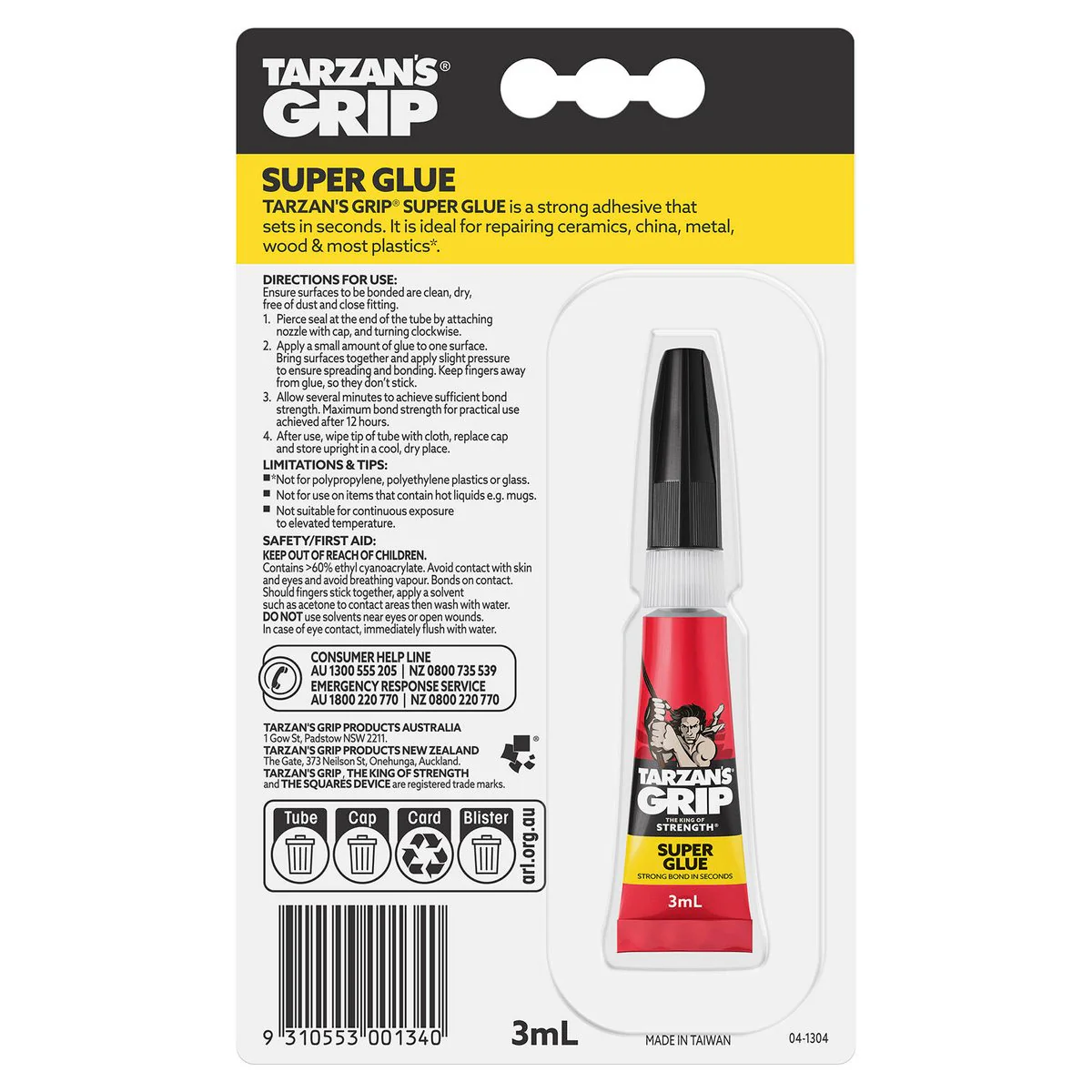 Tarzan S Grip Super Glue 3ml - Fast-Setting Multi-Purpose Adhesive - Image 2
