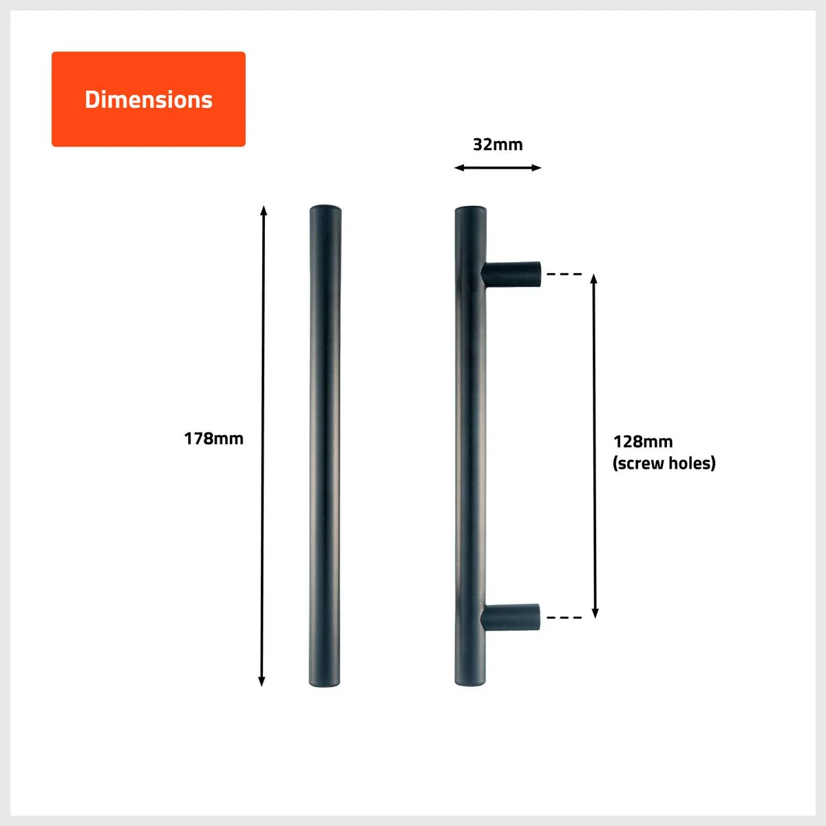 Taskmaster Black Matte Hollow T Handle 4 Pack 128mm - Image 2