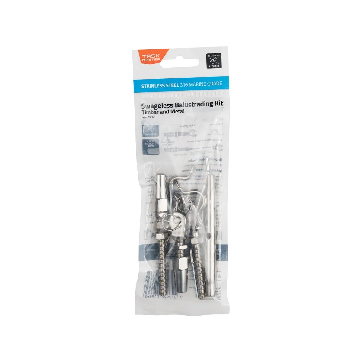 Taskmaster 316 Stainless Steel Swageless Balustrading Kit - Rust Resistant