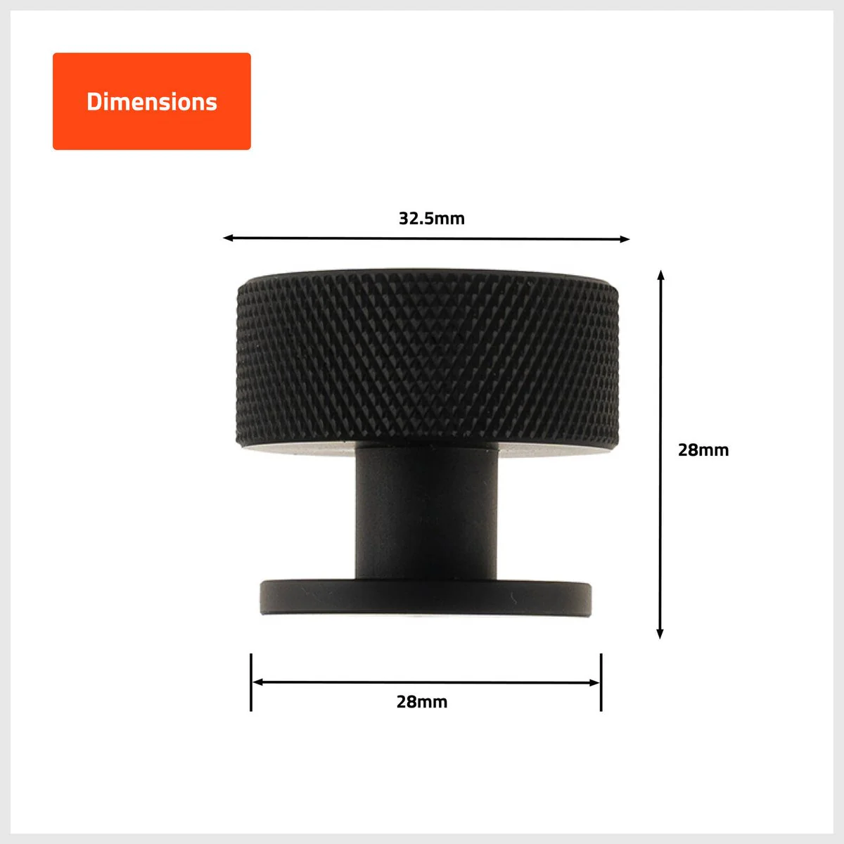 Taskmaster 32 Knurled Cabinet Knobs 4 Pack - 5mm - Matte Black - Modern Design - Image 2