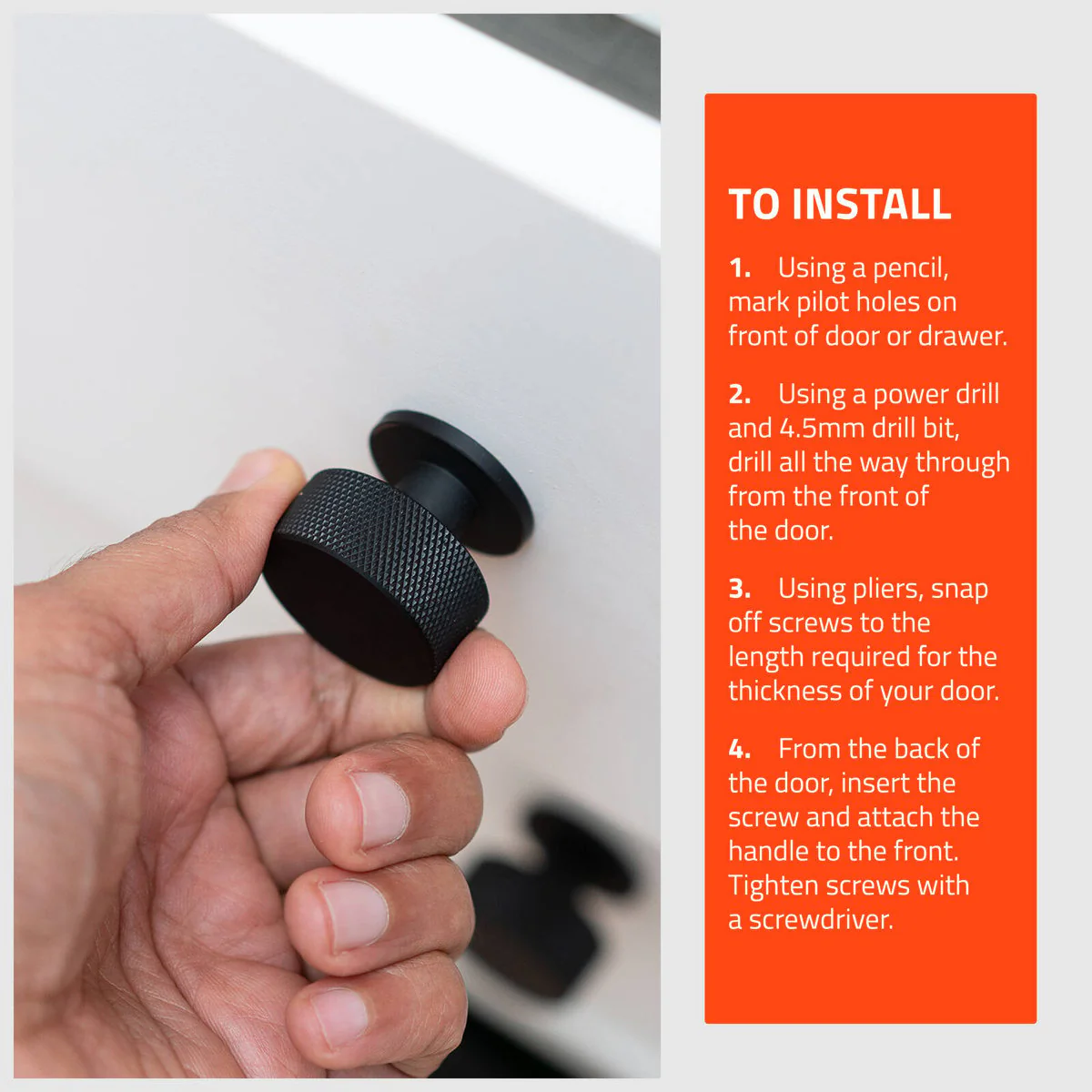 Taskmaster 32 Knurled Cabinet Knobs 4 Pack - 5mm - Matte Black - Modern Design - Image 4