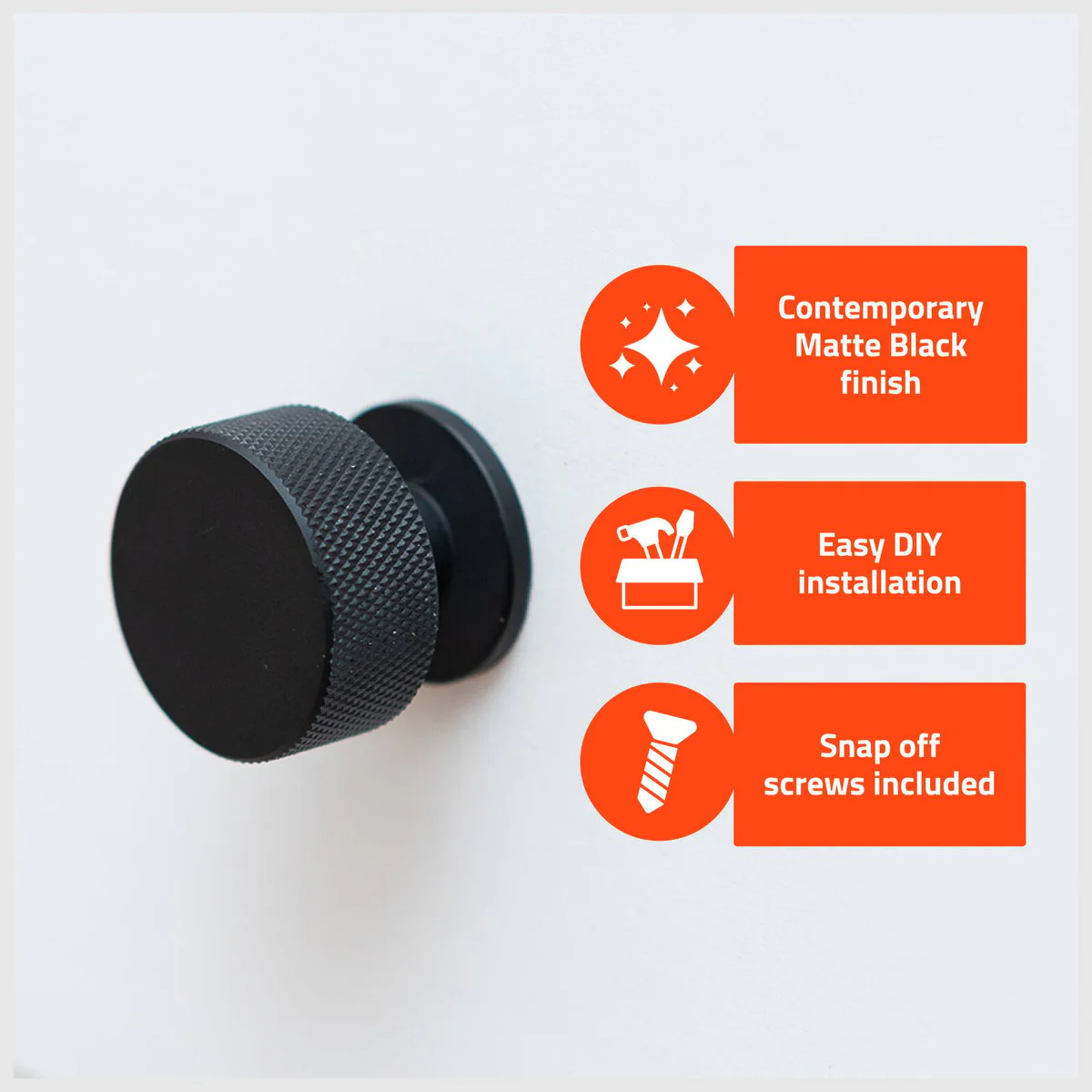 Taskmaster 32mm Knurled Cabinet Knob - Matte Black - 1 Pack - Easy Install - Image 3