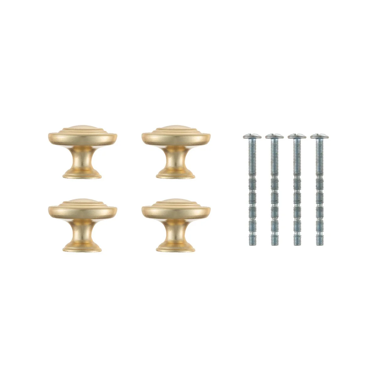 Taskmaster 34mm Brushed Brass Round Cabinet Knobs 4 Pack - Easy Install - Antique Design - Image 2