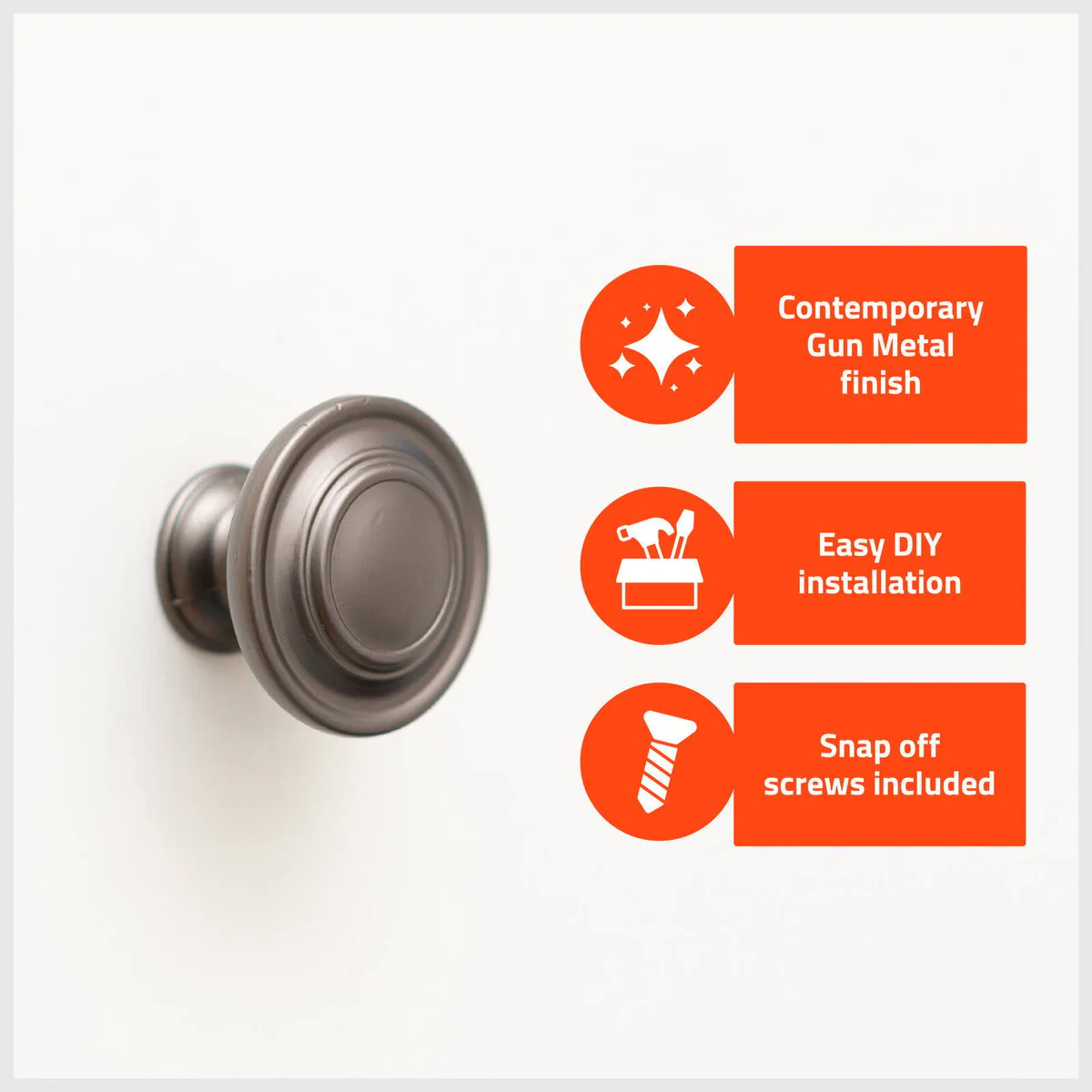 Taskmaster 34mm Round Cabinet Knob - Gunmetal - 1 Pack - Easy Installation - Image 3