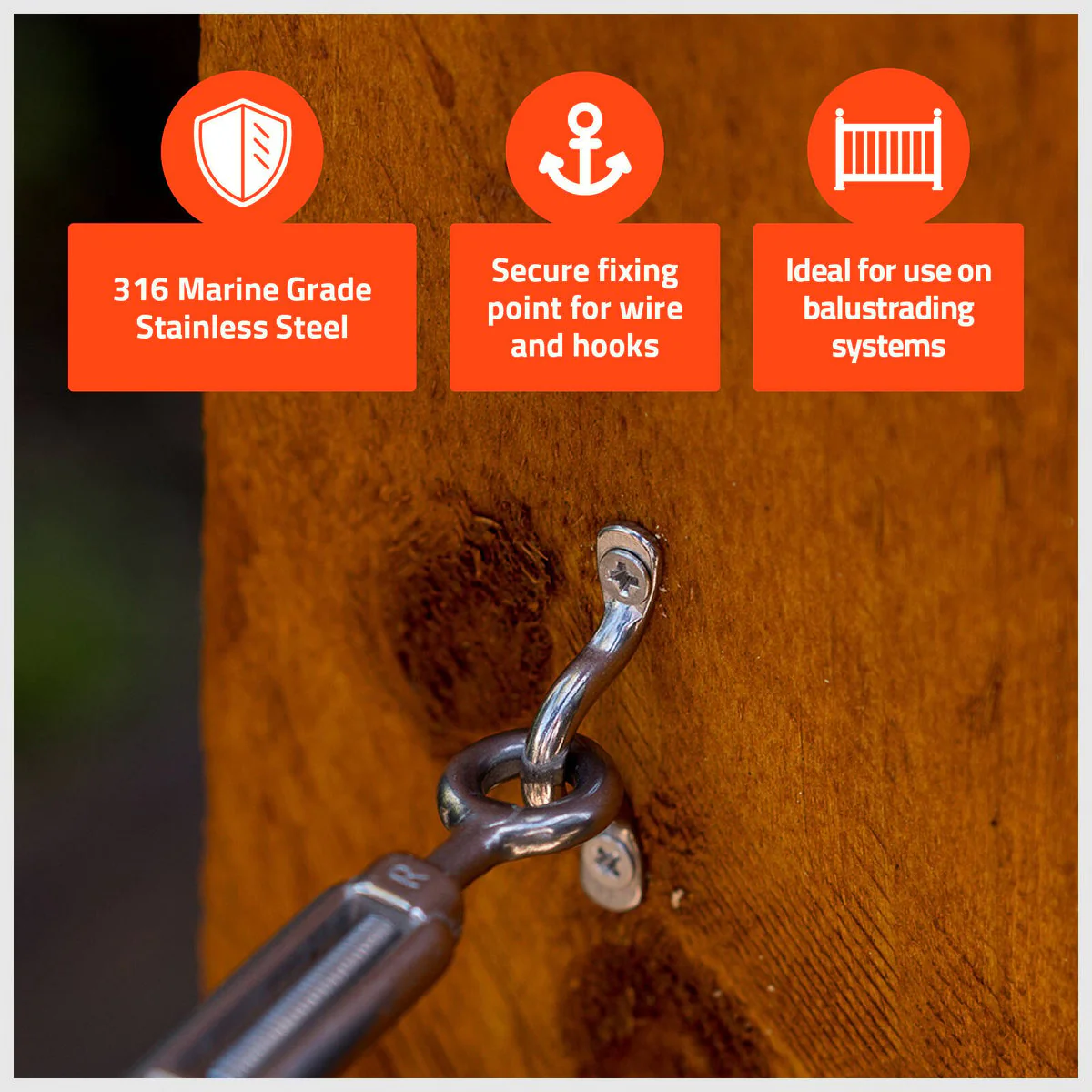 Taskmaster 4mm Stainless Steel Wire Eye Strap 4 Pack - Rust Resistant - Durable - Image 4