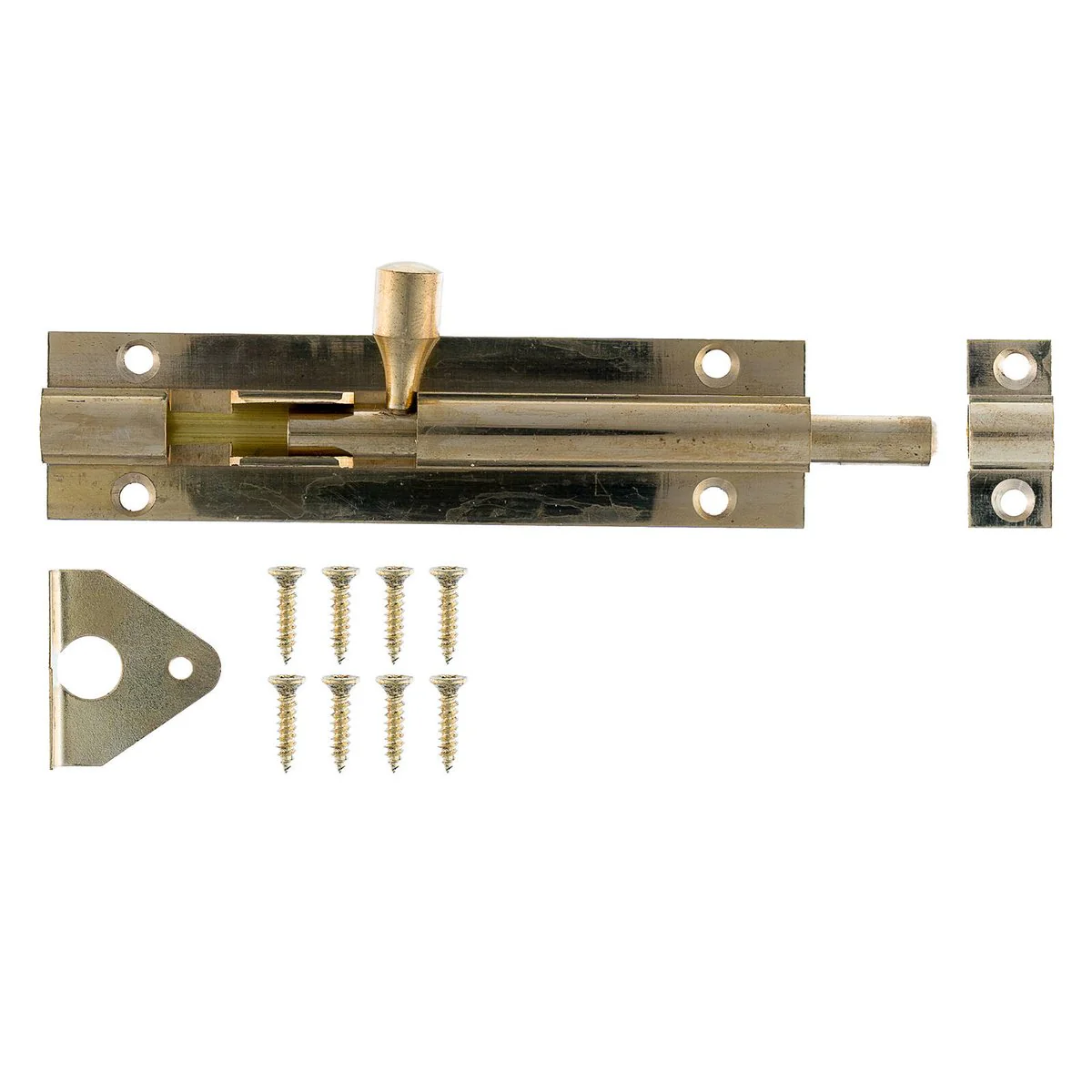 Taskmaster 100mm Polished Brass Barrel Bolt - Solid Brass Security Solution - Image 2