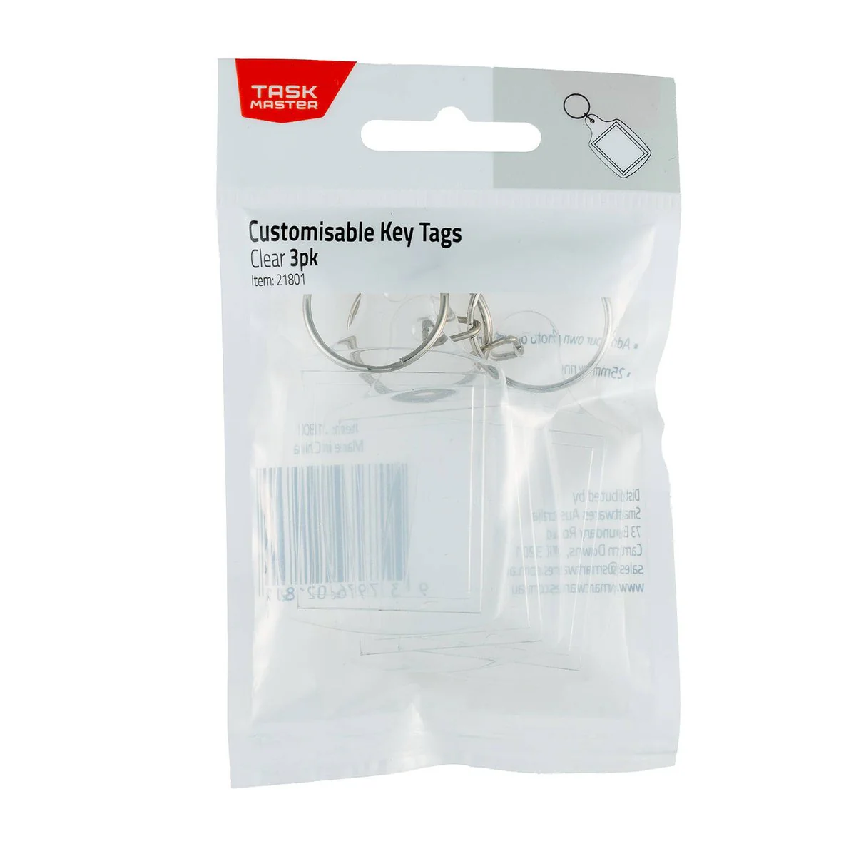 Taskmaster Clear Customisable Key Tags 3 Pack - 100mm x 140mm - Easy Identification - Image 2