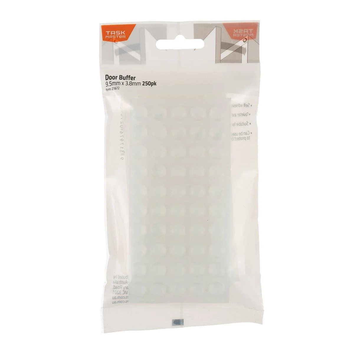 Taskmaster Door Buffer - 250 Pack - 9.5 x 3.8mm - Clear - Noise Reduction