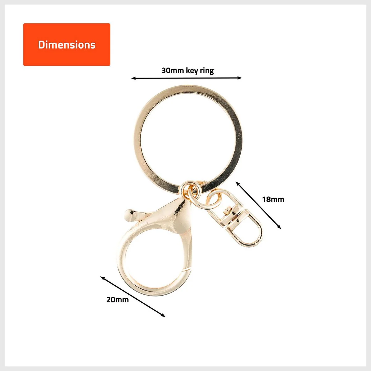 Taskmaster Gold Key Rings with Clip 5 Pack - 30mm Diameter - Gold Finish - Image 4