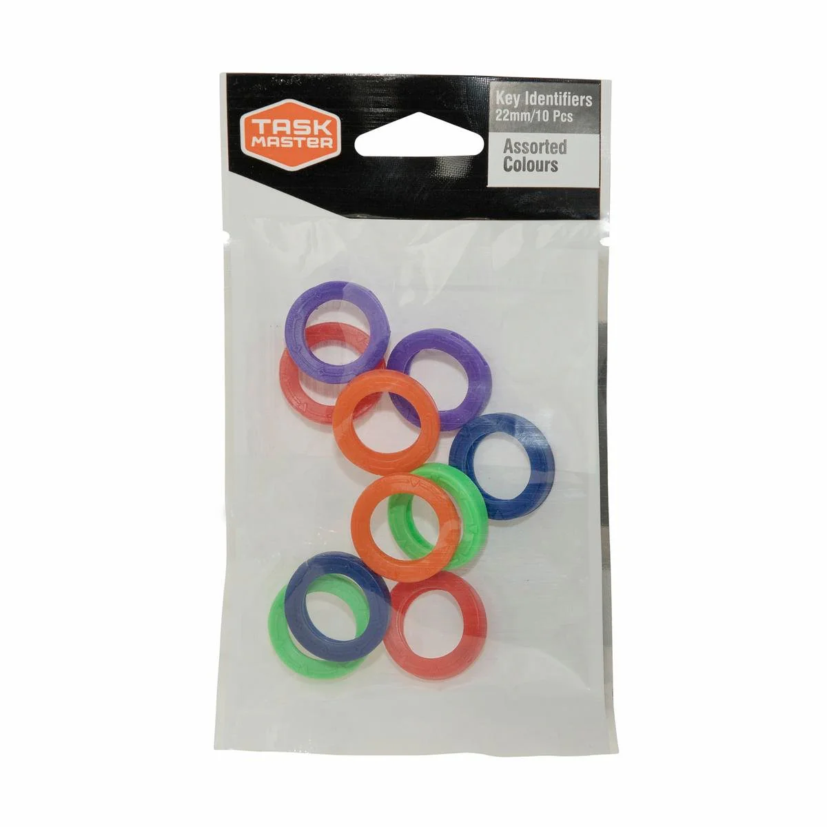 Taskmaster Key Identifiers - 22mm - Plastic - Assorted Colours - 10 Pack