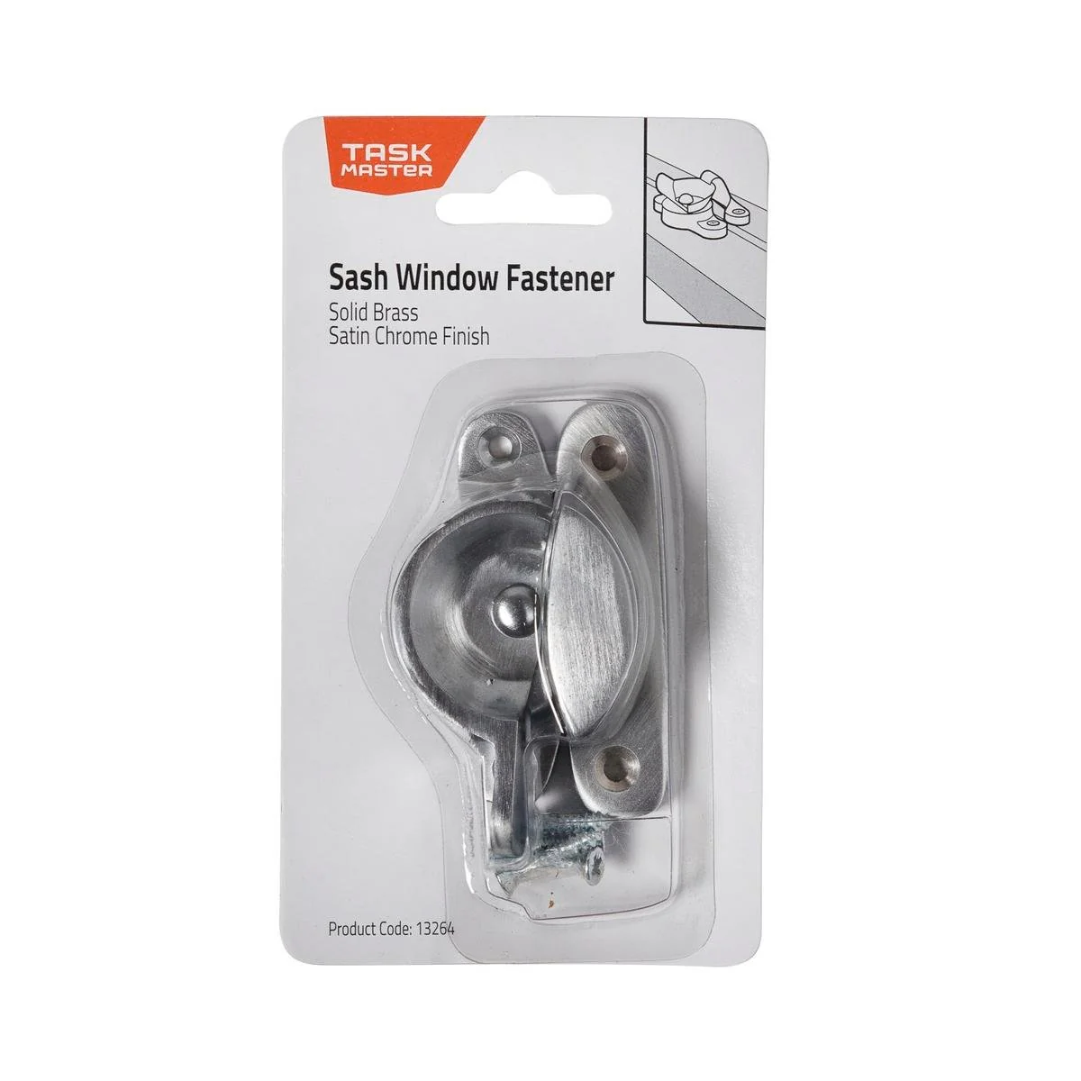 Taskmaster Sash Fastener - 80mm - Solid Brass - Satin Chrome