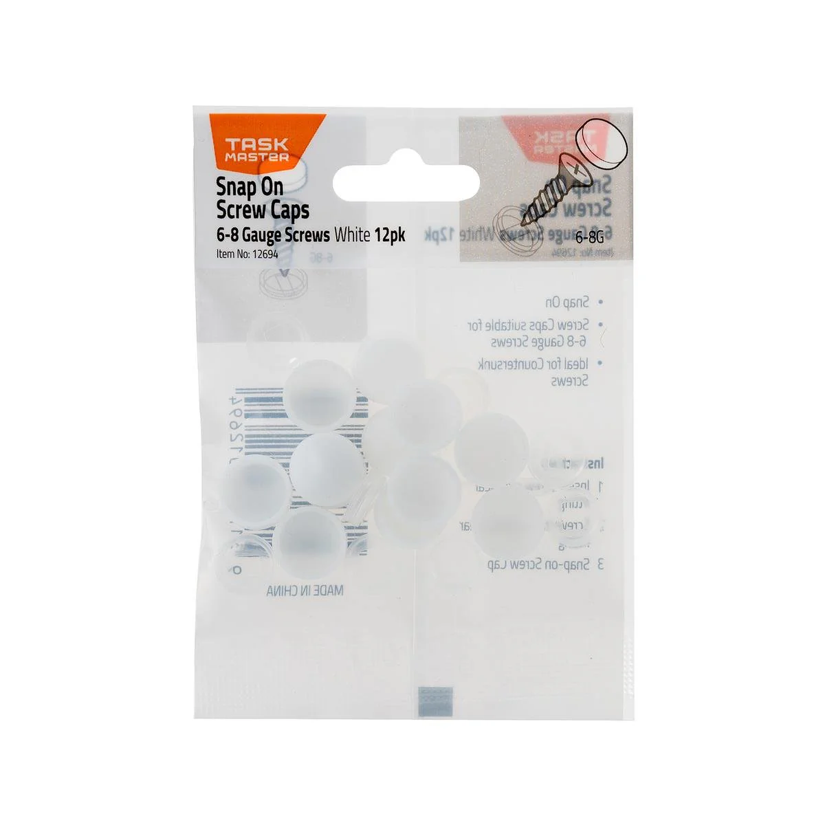 Taskmaster Screw Caps - 8g - Plastic - Easy DIY Installation