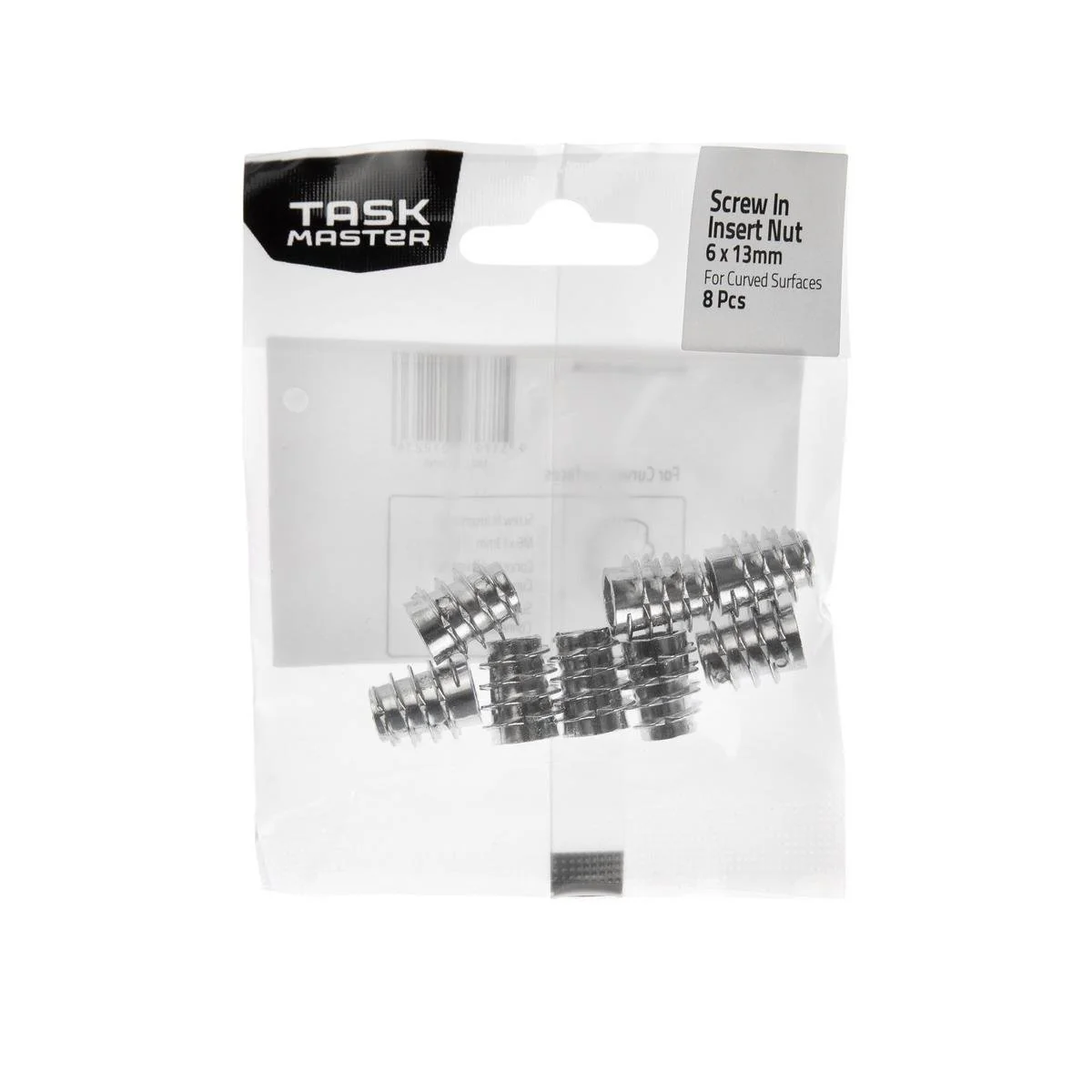 Taskmaster Screw-In Insert Nut - M6 x 13mm - Metal - Curved Surfaces