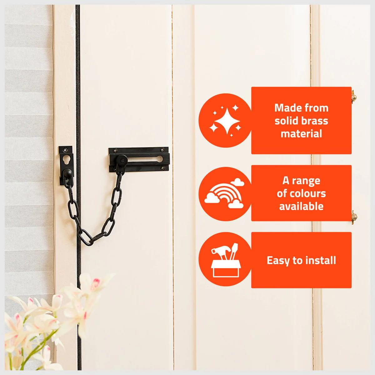 Taskmaster Security Door Chain - 32mm - Solid Brass - Matte Finish - Image 3