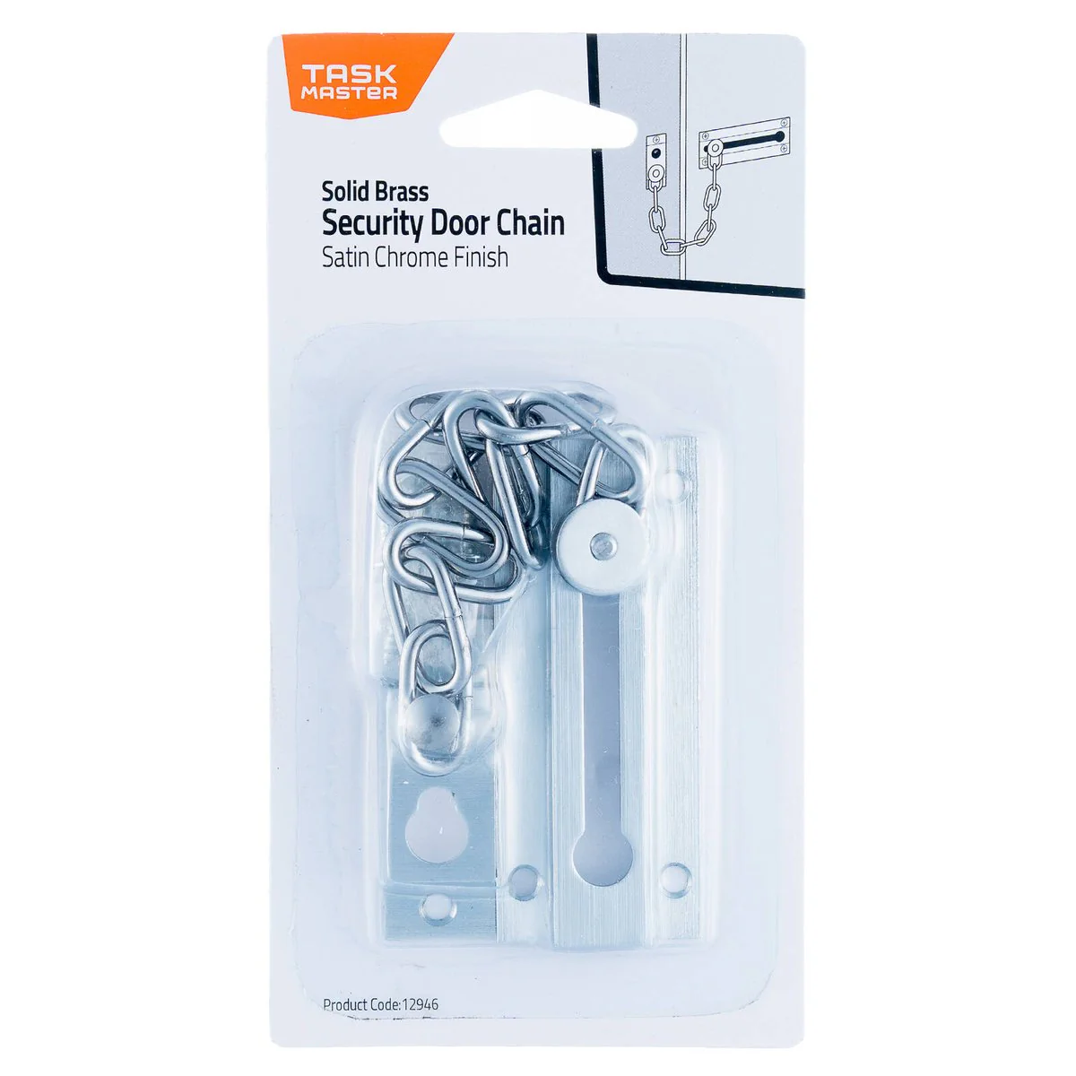 Taskmaster Security Door Chain - 32mm - Solid Brass - Satin Chrome