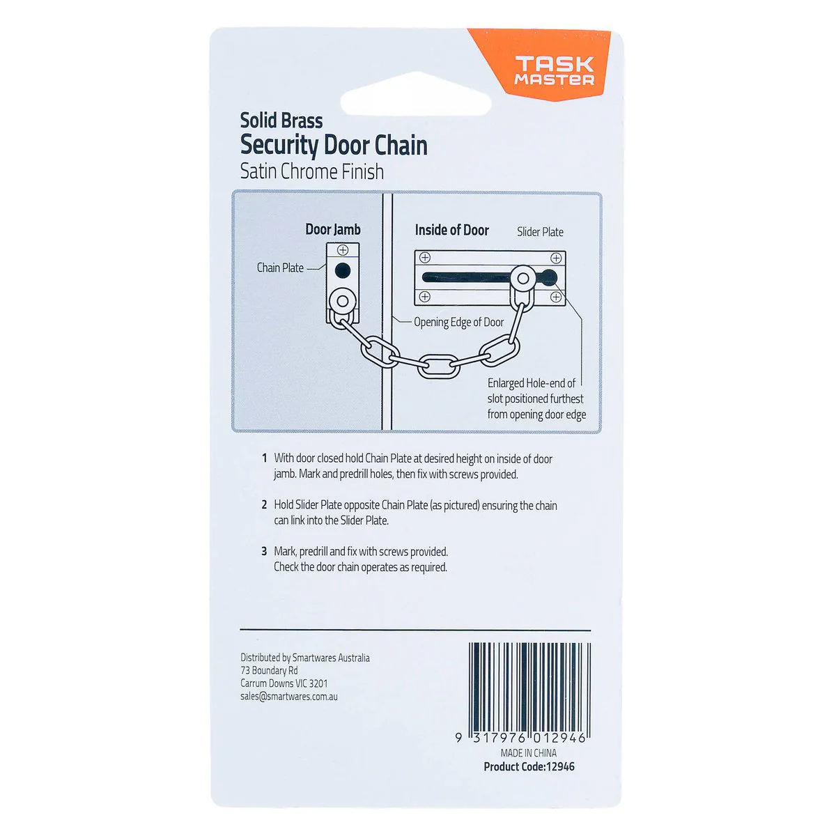 Taskmaster Security Door Chain - 32mm - Solid Brass - Satin Chrome - Image 3