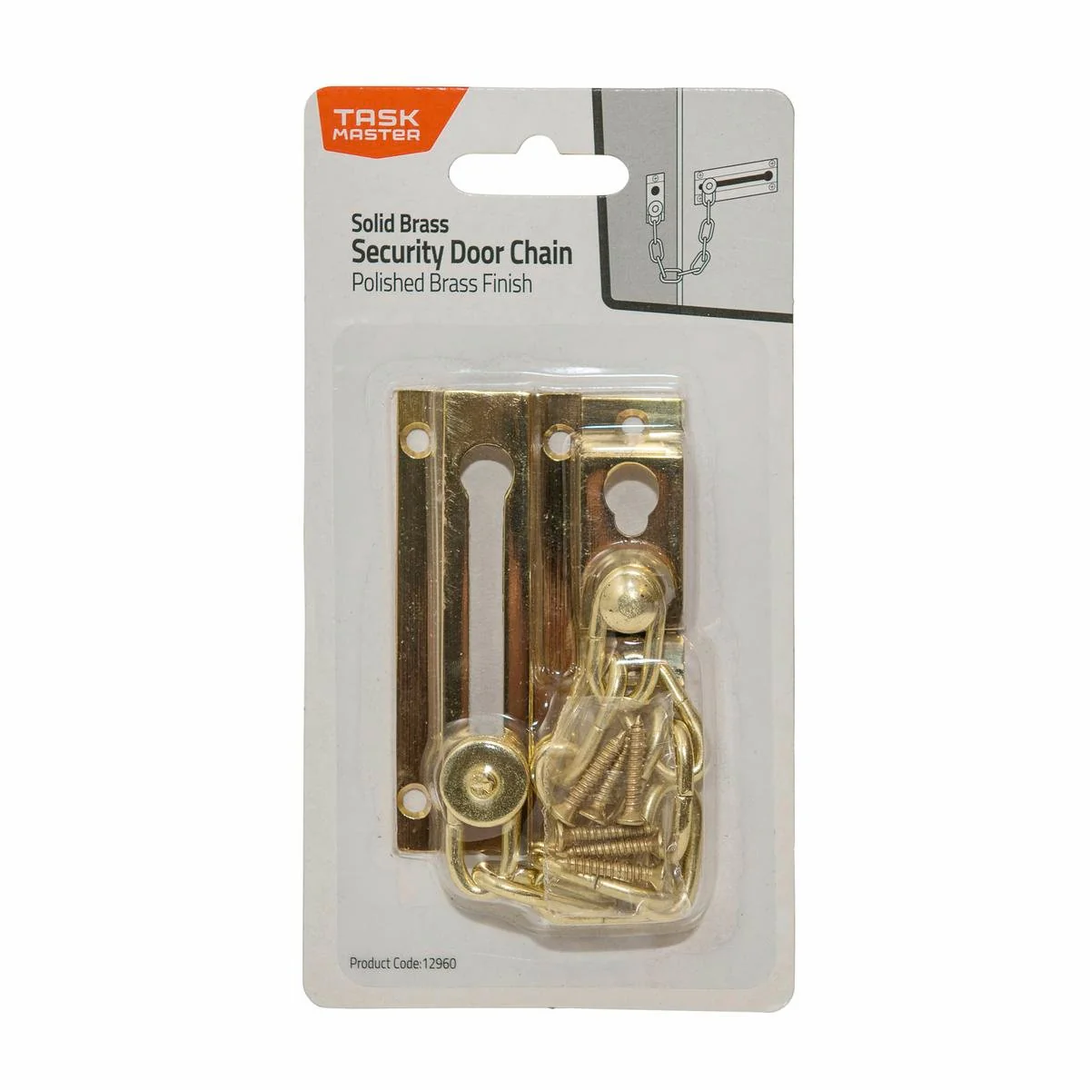 Taskmaster Security Door Chain - 32mm x 80mm - Solid Brass - Easy Install