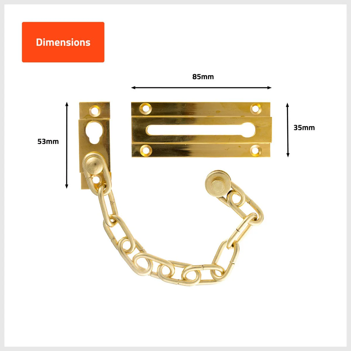 Taskmaster Security Door Chain - 32mm x 80mm - Solid Brass - Easy Install - Image 2