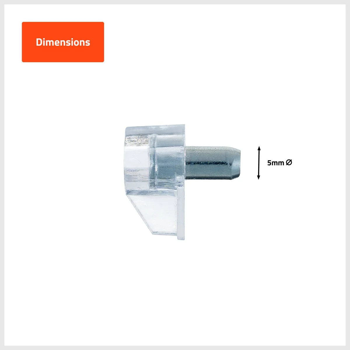 Taskmaster Shelf Support - 5mm Pin - Clear Plastic - Easy Install - Image 2