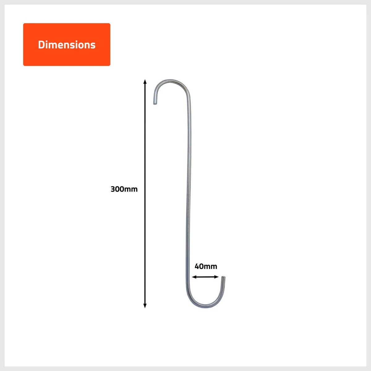 Taskmaster Steel S Hook 4 Pack 300 x 40 x 5mm for Garage Storage - Image 2