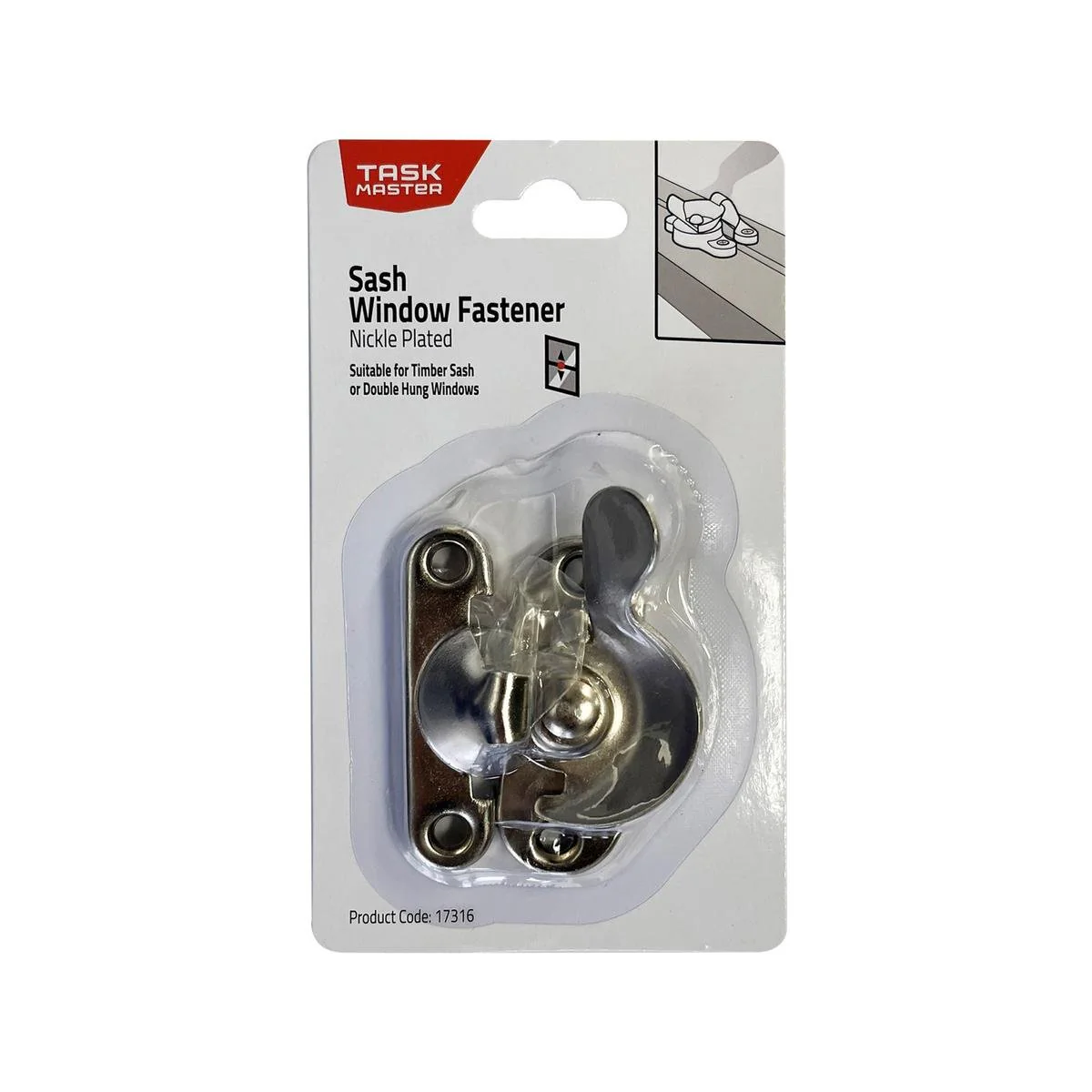 Taskmaster Window Sash Fastener - Nickel Plated - 45mm x 23mm x 75mm - Durable